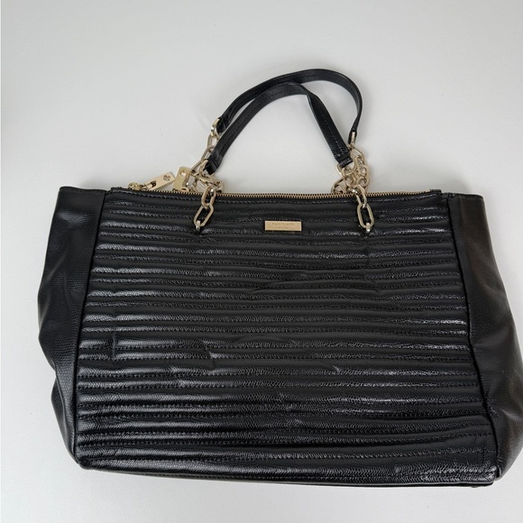 Kate Spade New York Black Textured Tote with Gold Chain - Picture 4 of 10